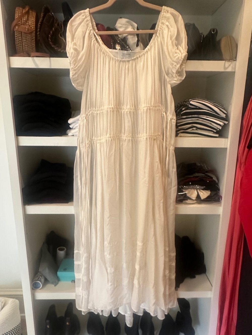 La Ligne 100% silk cream summer dress with slip
